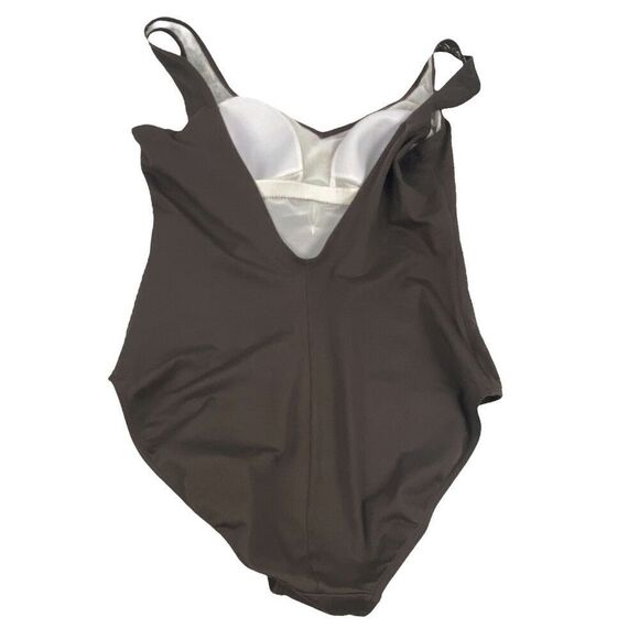 Christina Brown and White Embroidered One Piece Swim Suit - Picture 2 of 7